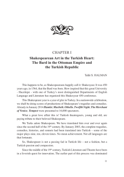 CHAPTER I Shakespearean Art in the Turkish Heart: The Bard in the