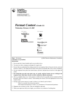 Fermat Contest (Grade 11) - CEMC