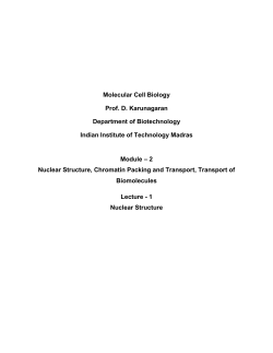 Molecular Cell Biology Prof. D. Karunagaran Department of