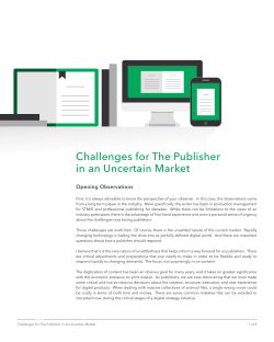 Challenges for The Publisher in an Uncertain Market