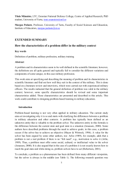 EXTENDED SUMMARY How the characteristics of a problem differ