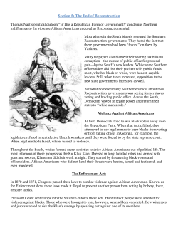 Section 5: The End of Reconstruction