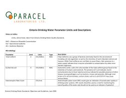 Ontario Drinking Water Parameter Limits and Descriptions