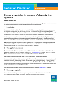 Licence prerequisites for operators of diagnostic X