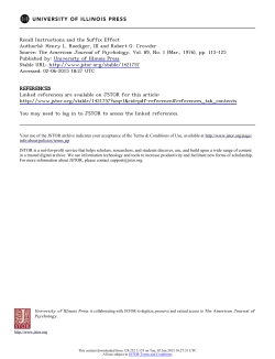 Recall Instructions and the Suffix Effect Author(s