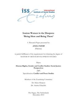 Iranian Women in the Diaspora: `Being Here and Being There`