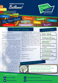 Principal`s Message - Oasis Academy Marksbury Road
