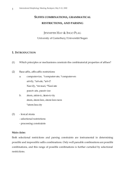 suffix combinations, grammatical restrictions