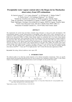Precipitable water vapour content above the Roque de los