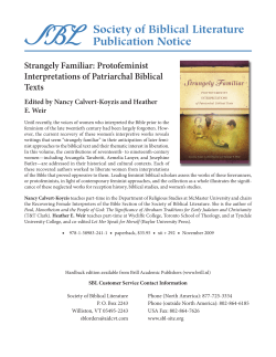 Society of Biblical Literature Publication Notice Strangely Familiar