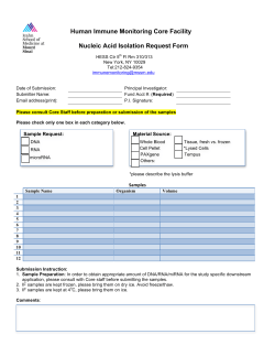 Human Immune Monitoring Core Facility Nucleic Acid Isolation