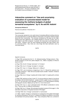 Interactive comment on &ldquo;Use and uncertainty evaluation of a process