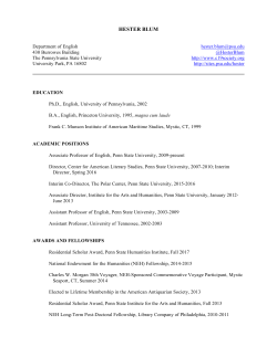 hester blum - Penn State`s English Department