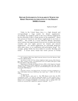 Dietary Supplements: Is Availability Worth the Risks?