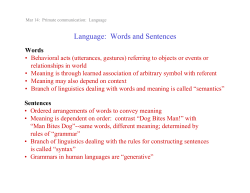 Language: Words and Sentences