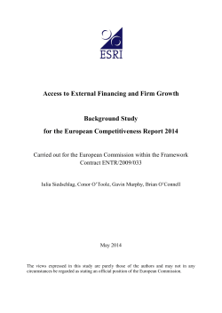 Access to External Financing and Firm Growth Background Study for