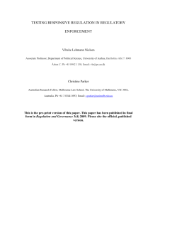 Notes for Paper on Responsive Regulation