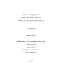 A METHOD TO MY QUIETNESS - OhioLINK Electronic Theses and