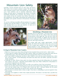 Mountain Lion Safety - Southwest Wildlife Conservation Center