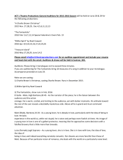 ACT 1 Theatre Productions General Auditions for 2015