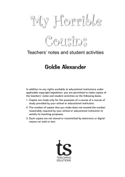 My Horrible Cousins &ndash; Teachers Notes Activities