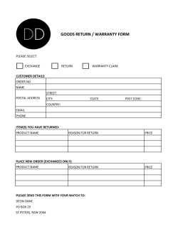 goods return / warranty form