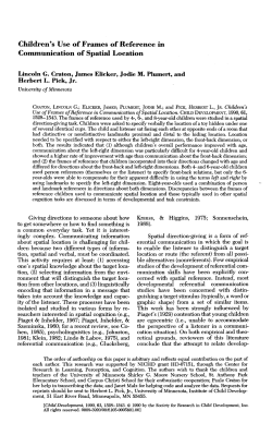 Children`s Use of Frames of Reference in Conununieation of Spatial