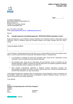 Letters in Organic Chemistry Copyright Letter