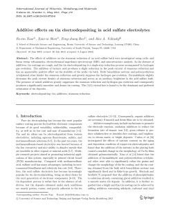 Additive effects on tin electrodepositing in acid sulfate electrolytes