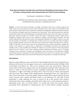Hate Speech, Machine Classification and Statistical