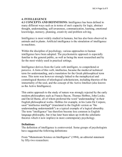 4. INTELLEGENCE 4.1 CONCEPTS AND DEFINITIONS: Intelligence