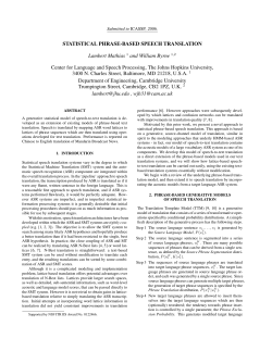 Statistical phrase-based speech translation