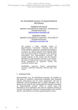 An Annotated Corpus of Argumentative Microtexts