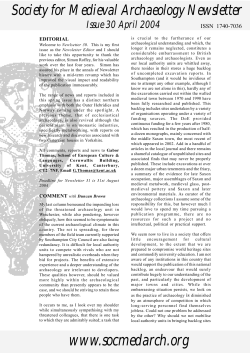 Newsletter 30 - The Society for Medieval Archaeology