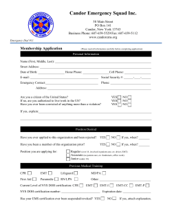 a Membership Form. Note - Candor Emergency Squad
