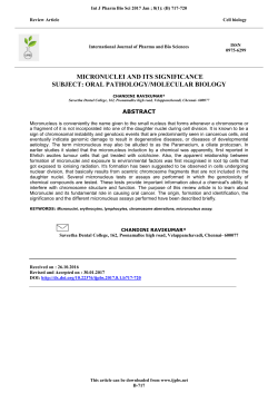 MICRONUCLEI AND ITS SIGNIFICANCE SUBJECT: ORAL