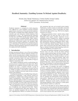 Deadlock Immunity: Enabling Systems To Defend