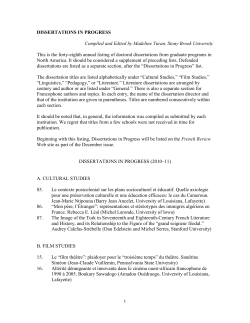 DISSERTATIONS IN PROGRESS Compiled and