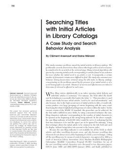 Searching Titles with Initial Articles in Library Catalogs