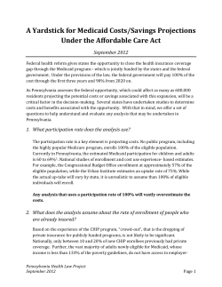A Yardstick for Medicaid Costs/Savings Projections Under the