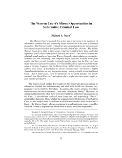 The Warren Court`s Missed Opportunities in Substantive Criminal Law