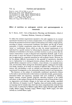 Effect of nutrition on androgenic activity and spermatogenesis in
