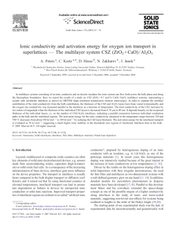 Ionic conductivity and activation energy for oxygen ion