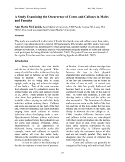 A Study Examining the Occurrence of Corns and Calluses in Males