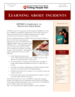 Learning About Incidents: OPWDD