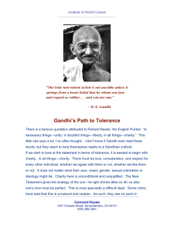 Gandhi`s Path to Tolerance - Institute of World Culture