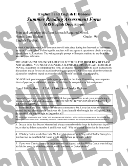 Summer Reading Assessment Form