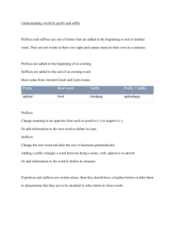 Understanding vocab by prefix and suffix Prefixes and suffixes are