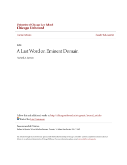 A Last Word on Eminent Domain - Chicago Unbound