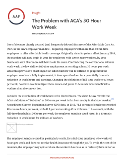 The Problem with ACA`s 30 Hour Work Week